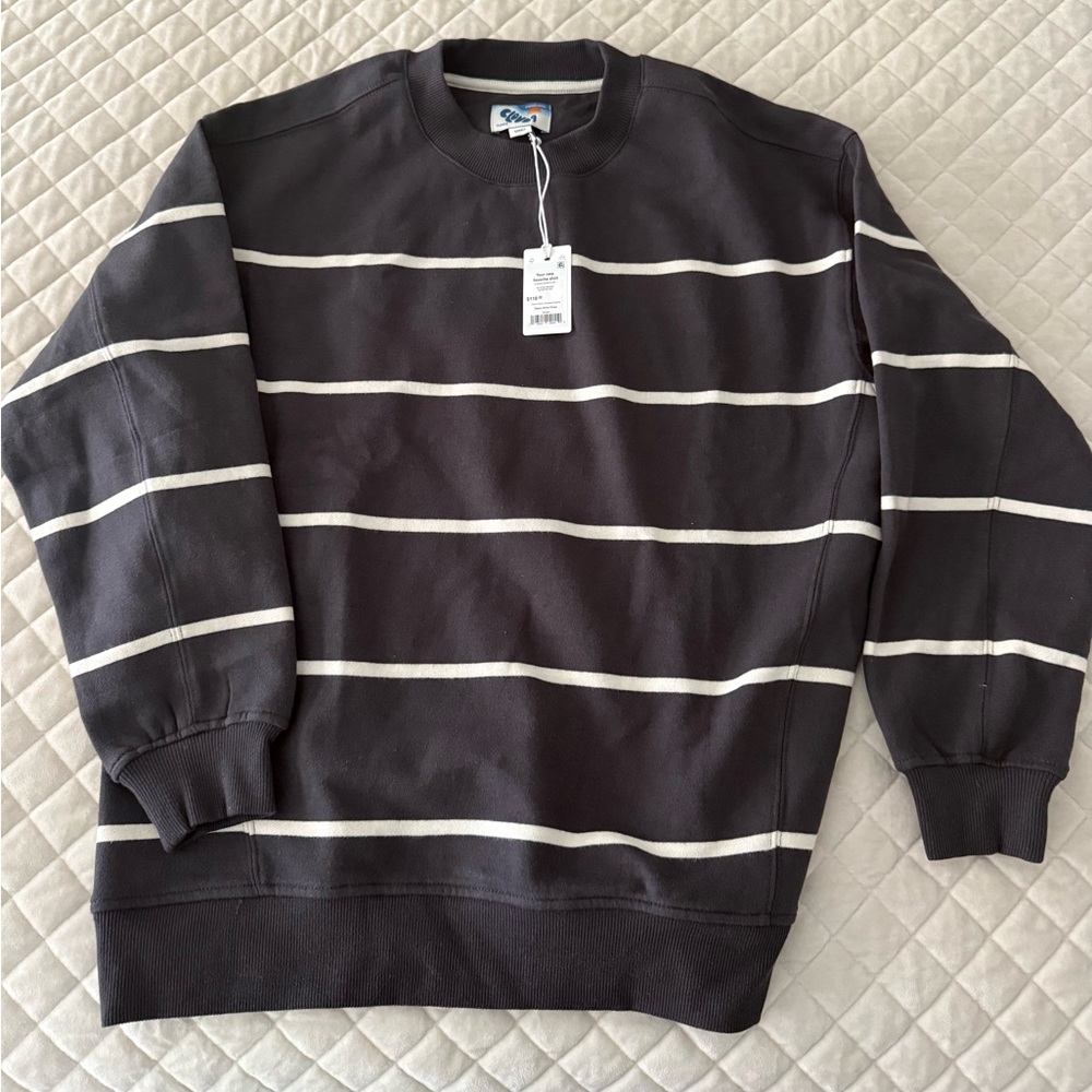 Marine Layer Charcoal and White Striped Sweatshirt